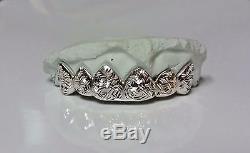 S. Silver 10K or 14K Solid WHITE Gold Custom Made Diamond Cut Grill Grillz