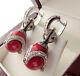 SALE! BEAUTIFUL MADE OF STERLING SILVER 925 EARRINGS with GENUINE CORAL & ENAMEL