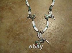 SCARCE Older Vintage ZUNI Hand Made Sterling Silver HUMMINGBIRD Necklace