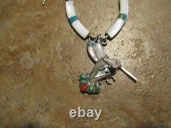 SCARCE Older Vintage ZUNI Hand Made Sterling Silver HUMMINGBIRD Necklace