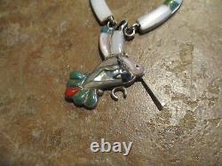 SCARCE Older Vintage ZUNI Hand Made Sterling Silver HUMMINGBIRD Necklace