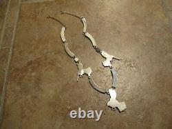 SCARCE Older Vintage ZUNI Hand Made Sterling Silver HUMMINGBIRD Necklace