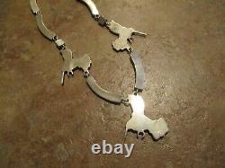 SCARCE Older Vintage ZUNI Hand Made Sterling Silver HUMMINGBIRD Necklace