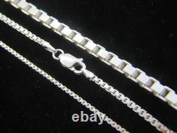 SOLID 925 STERLING SILVER D/C Box Chain Necklace MADE IN ITALY Different sizes