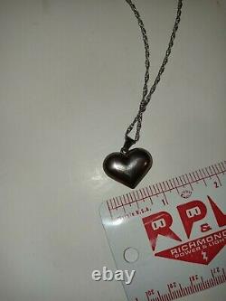 SOLID 925 STERLING SILVER Heart pennant NECKLACE MADE IN ITALY 29 inch