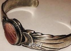 SPINY OYSTER in Sterling silver, NAVAJO made by Wilson Begay Cuff link bracelet