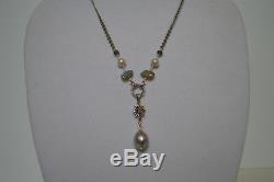 STEPHEN DWECK Sterling Silver Gemstone and Pearl Y Necklace Made In USA New