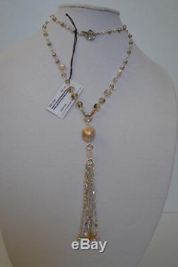 STEPHEN DWECK Sterling Silver Multi Gemstone Tassel Necklace Made in USA New