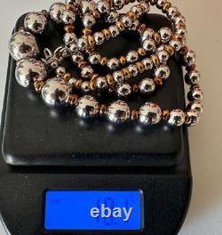 STERLING 19 NACKLACE made in Italy 444 AR Beads are Silver &Copper color