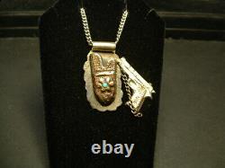 STERLING SILVER & 10K GOLD HAND MADE GUN & HOLSTER PENDANT With24 CHAIN! UNIQUE