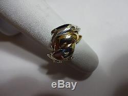 STERLING SILVER & 14K GOLD 3 DOLPHIN PUZZLE RING Hand Made in LA CA USA