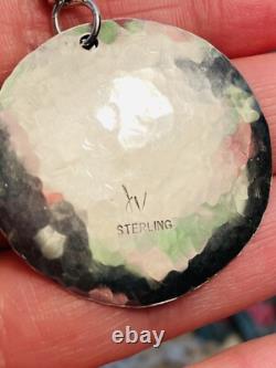 STERLING SILVER Boho Pendant Artisan Made Sterling And COPPER PENDANT SWAROVSKI