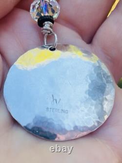 STERLING SILVER Boho Pendant Artisan Made Sterling And COPPER PENDANT SWAROVSKI