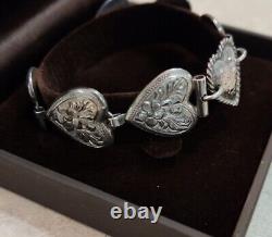 STERLING SILVER HEART BRACELET With FLORAL ETCHING- CUSTOM MADE