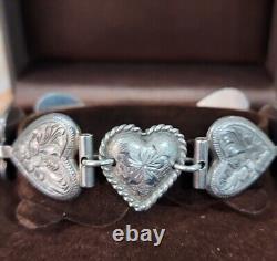 STERLING SILVER HEART BRACELET With FLORAL ETCHING- CUSTOM MADE