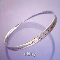 STERLING SILVER St Francis Prayer Peace Mobius Bangle Bracelet Made in the USA