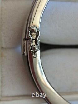 STERLING SILVER /ZIRCON DESIGNER HAND MADE HINGED BRACELET WEIGHT -30 grams