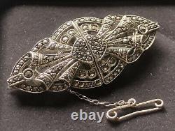 STERLING SILVER marcasite CLIPS/BROOCH combine-Made in GERMANY-ANTIQUE