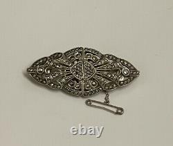 STERLING SILVER marcasite CLIPS/BROOCH combine-Made in GERMANY-ANTIQUE
