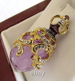 Sale! Beautiful Made Of Sterling Silver 925 Amethyst 24k Russian Egg Pendant