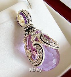 Sale! Gorgeous Made Of Sterling Silver Amethyst Enameled Russian Egg Pendant