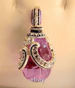 Sale! Gorgeous Made Of Sterling Silver Amethyst Enameled Russian Egg Pendant