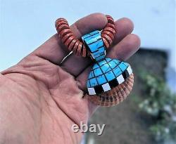 Santo Domingo Kewa Turquoise Necklace Coral Native American Jewelry Hand Made