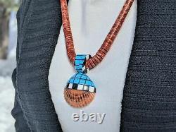 Santo Domingo Kewa Turquoise Necklace Coral Native American Jewelry Hand Made