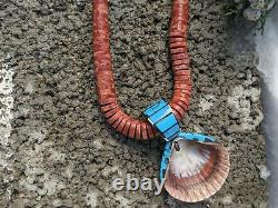 Santo Domingo Kewa Turquoise Necklace Coral Native American Jewelry Hand Made