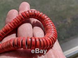 Santo Domingo Necklace Coral Heishi Bead Hand Made Kewa Native American Jewelry
