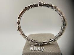 Sarda, Balinese Artisan Made Sterling Silver & Topaz Bangle Bracelet