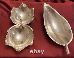 Sciarrotta Hand Made Sterling Silver Tobacco Leaf Dish 11 & 2-Maple Leaf Dish