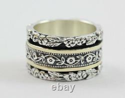 Sea Noy 925 Sterling Silver & 9K Gold Spinner Meditation Ring, Made in Israel