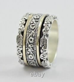 Sea Noy 925 Sterling Silver & 9K Gold Spinner Meditation Ring, Made in Israel