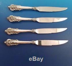 Set of 4 Grande Baroque by Wallace Sterling Silver Steak Knives Custom Made