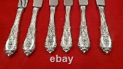 Set of 6 Rose Point by Wallace Sterling Silver Serrated Steak Knives Custom Made