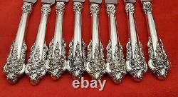 Set of 8 Grande Baroque by Wallace Sterling Serrated Steak Knives Custom Made