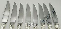 Set of 8 King Richard by Towle Sterling Serrated Steak Knives Custom Made