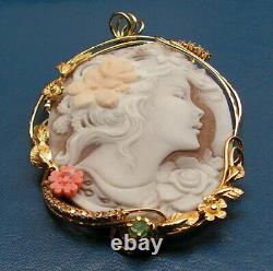Shell cameo Flowers Woman in silver Made in Italy Handamade