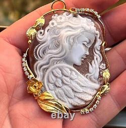 Shell cameo silver Made in Italy Handamade handcrafted pendant