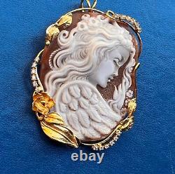 Shell cameo silver Made in Italy Handamade handcrafted pendant