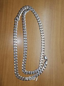 Shiny, 7mm Flat Cuban Chain Solid 925 Sterling Silver, ITALY made. Needs Clasp
