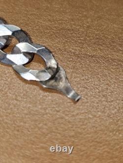 Shiny, 7mm Flat Cuban Chain Solid 925 Sterling Silver, ITALY made. Needs Clasp