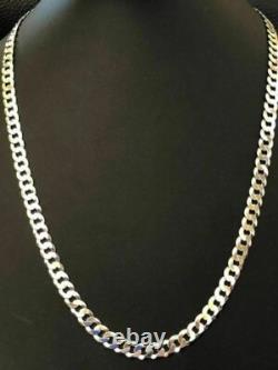 Shiny 7mm Flat Curb Miami Cuban Chain Solid 925 Sterling Silver ITALY MADE
