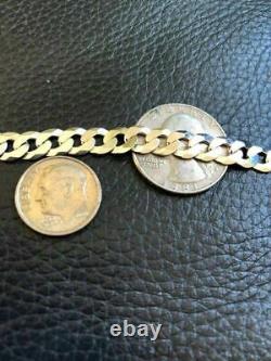 Shiny 7mm Flat Curb Miami Cuban Chain Solid 925 Sterling Silver ITALY MADE