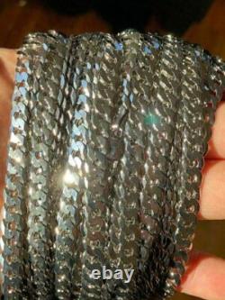 Shiny 7mm Flat Curb Miami Cuban Chain Solid 925 Sterling Silver ITALY MADE