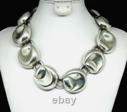 Signed MOULAGE MODELE Hand Made Dimple Link Sterling Silver 17.25 Necklace