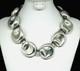 Signed MOULAGE MODELE Hand Made Dimple Link Sterling Silver 17.25 Necklace