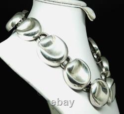 Signed MOULAGE MODELE Hand Made Dimple Link Sterling Silver 17.25 Necklace