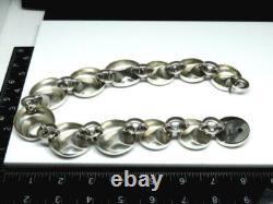 Signed MOULAGE MODELE Hand Made Dimple Link Sterling Silver 17.25 Necklace